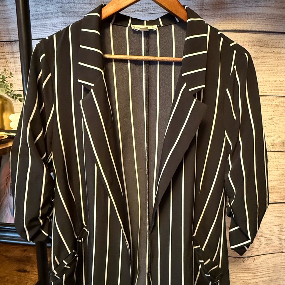 Women's Black Pinstripe Blazer